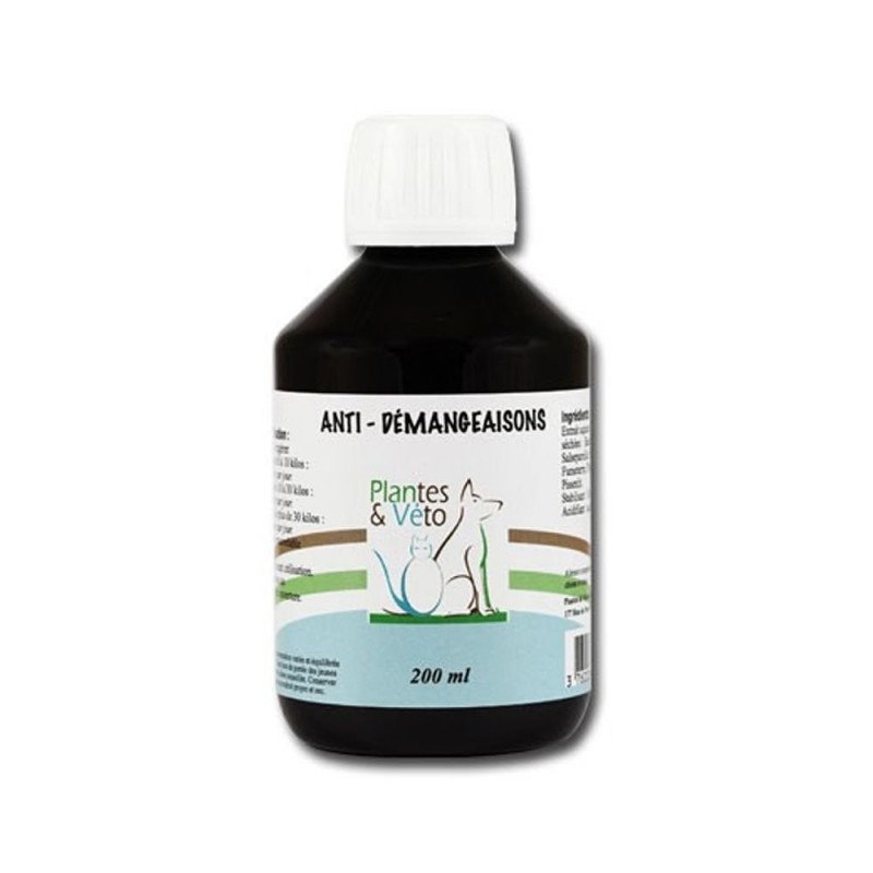 Anti démangeaisons 200 ml phyto véto pour chiens chats peau irritée gratte dermatose animaux eczéma Anti démangeaisons 200 ml phyto véto pour chiens chats peau irritée gratte dermatose animaux eczéma