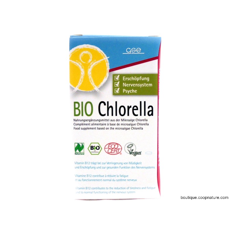 Chlorella bio comprimés Gse Naturland 240 ou 550 cp Fatigue Fer Vitamine B12 Detox Métaux lourds ner