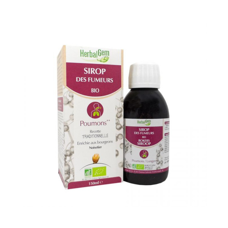 Sirop des fumeurs 250ml herbalgem bio aux plantes et huiles essentielles : , voies respiratoir Sirop des fumeurs 250ml herbalgem bio aux plantes et huiles essentielles : , voies respiratoir