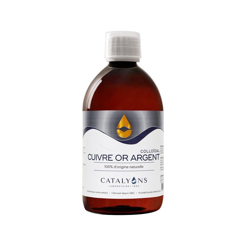 CATALYONS Oligothérapie Cuivre Or Argent 500ml oligo éléments naturels ionisés infection ORL dermato CATALYONS Oligothérapie Cuivre Or Argent 500ml oligo éléments naturels ionisés infection ORL dermato