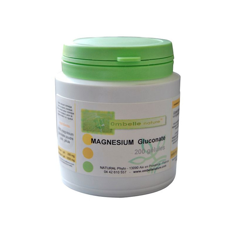 Magnésium gluconate gélule végétales Ombellenature Fatigue stress Equilibre anxiété Magnésium gluconate gélule végétales Ombellenature Fatigue stress Equilibre anxiété