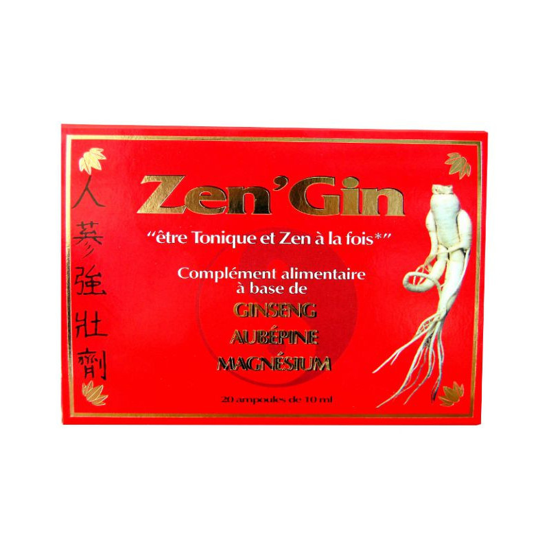 ZEN GIN boite 20 ampoules Tonique zen gelée royale ginseng angelique cassis aubepine ZEN GIN boite 20 ampoules Tonique zen gelée royale ginseng angelique cassis aubepine
