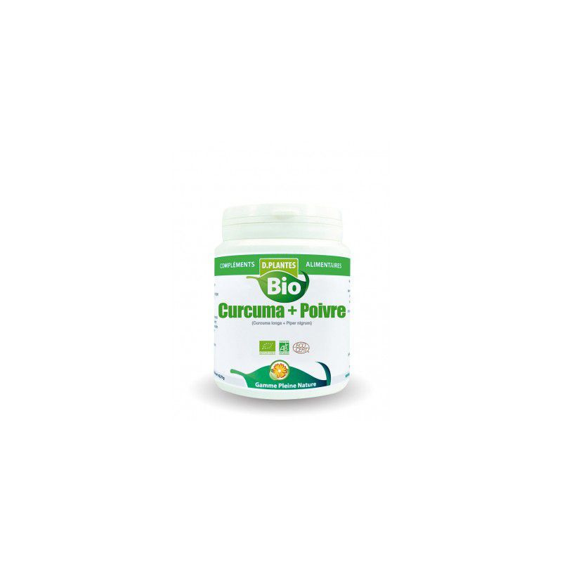 Curcuma longa + Poivre noir BIO 200 gélules végétales arthrite troubles digestif foie estomac ulcèr Curcuma longa + Poivre noir BIO 200 gélules végétales arthrite troubles digestif foie estomac ulcèr