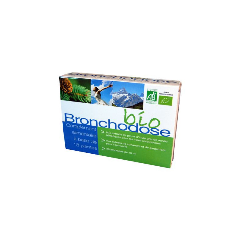 BRONCHODOSE bio respiration formule aux plantes pour les bronches 20 ampoules Physio concept propoli BRONCHODOSE bio respiration formule aux plantes pour les bronches 20 ampoules Physio concept propoli