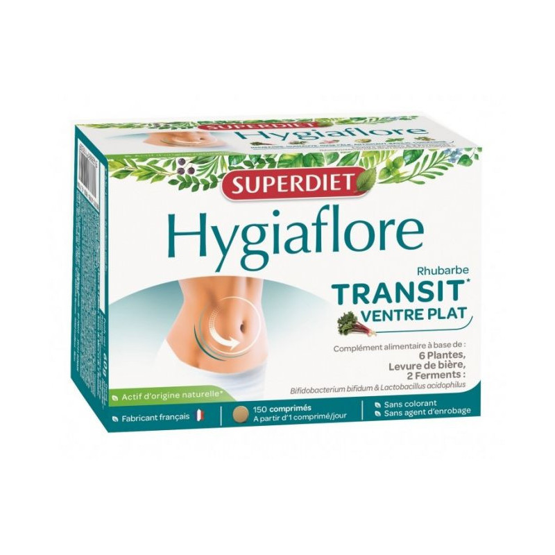 Hygiaflore comprimés Ventre plat  intestinal  SUPERDIET Comprimés probiotiques constipation plantes
