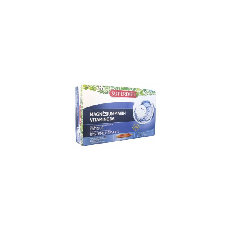 Magnésium marin Vitamine B6 Eau de mer concentré fatigue Stress surmenage Superdiet ampoules Magnésium marin Vitamine B6 Eau de mer concentré fatigue Stress surmenage Superdiet ampoules
