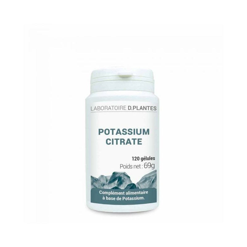 Potassium citrate 120 gélules Dplantes minéral équilibre avec le sodium hypertension artérielle nerf