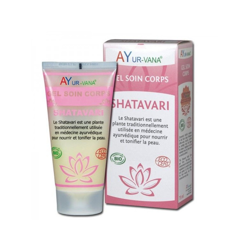 Gel soin corps Shatavari Bio Ayurvana Nourrissant peaux sèches femme ménopause Cosmetique ayurvédiqe Gel soin corps Shatavari Bio Ayurvana Nourrissant peaux sèches femme ménopause Cosmetique ayurvédiqe