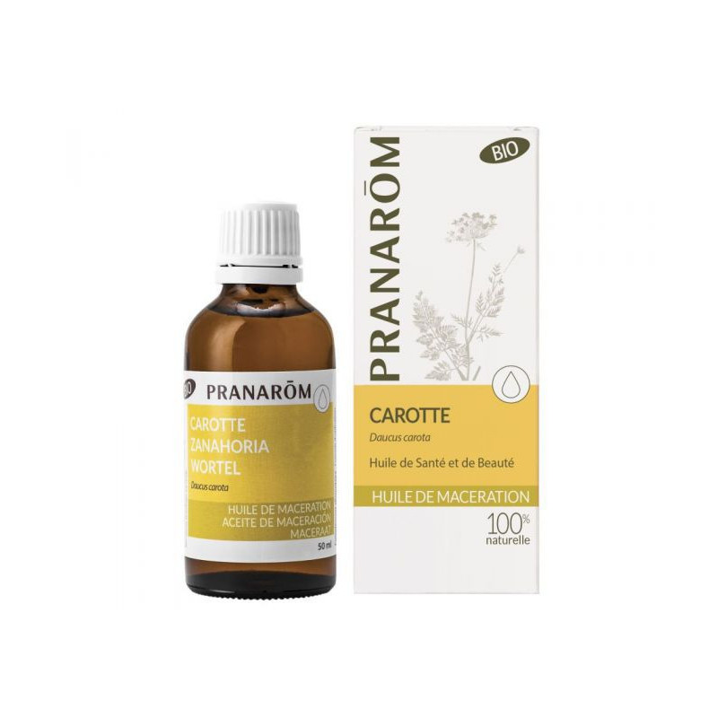 Huile de Carotte bio Pranarom macérat Daucus carotta 50 ml alimentaire cosmétique bronzage naturel Huile de Carotte bio Pranarom macérat Daucus carotta 50 ml alimentaire cosmétique bronzage naturel