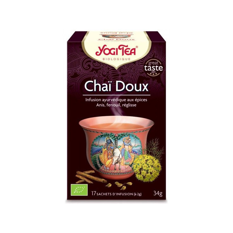 YOGI TEA CHAÏ Doux Bio infusion ayurvédique aux épices Anis Fenouil Réglisse cardamone cannelle clou YOGI TEA CHAÏ Doux Bio infusion ayurvédique aux épices Anis Fenouil Réglisse cardamone cannelle clou