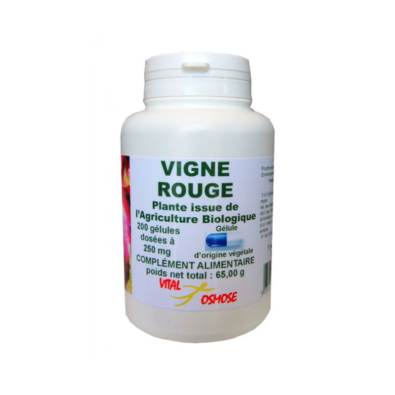 Vigne rouge bio avec gélules d'origine végétale Vigne rouge bio avec gélules d'origine végétale