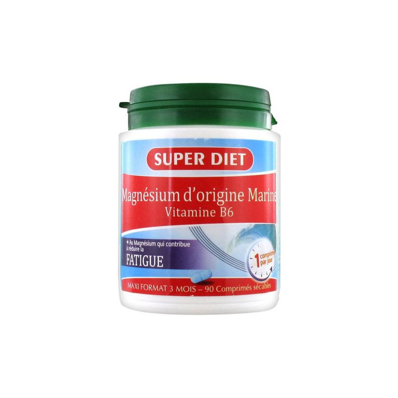 Magnésium marin Vitamine B6 Superdiet 90 cp NOUVEAU concentré naturel Magnésium marin Vitamine B6 Superdiet 90 cp NOUVEAU concentré naturel
