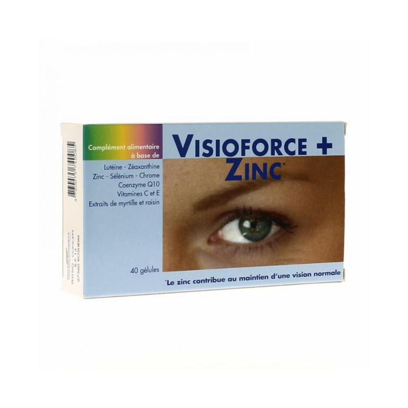 VISIOFORCE + ZINC 40 gélules Vision Yeux Lutéine Zéaxanthine Coenzyme Q10 Myrtille Sélénium vieillis VISIOFORCE + ZINC 40 gélules Vision Yeux Lutéine Zéaxanthine Coenzyme Q10 Myrtille Sélénium vieillis