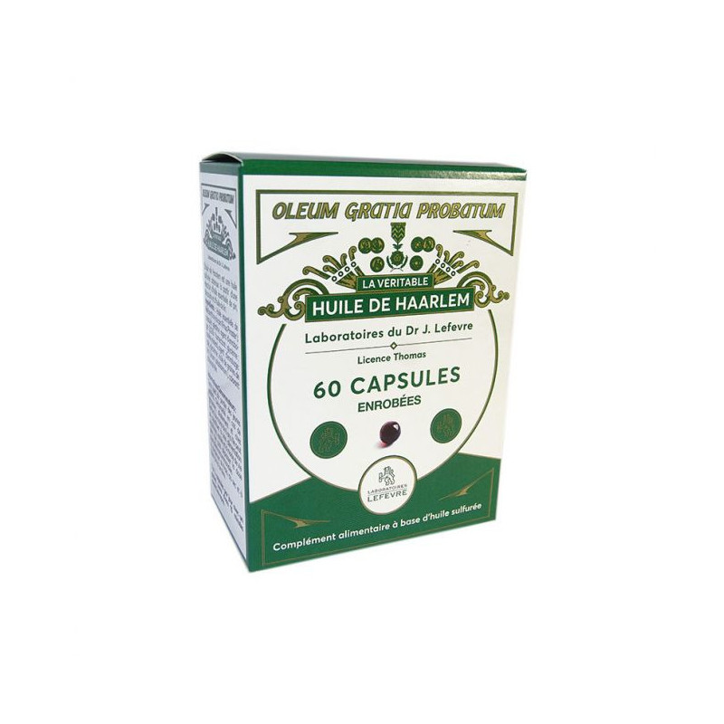 Huile de HAARLEM Docteur Lefevre Capsules enrobées Soufre minéral térébenthine de Pin Huile de Lin Huile de HAARLEM Docteur Lefevre Capsules enrobées Soufre minéral térébenthine de Pin Huile de Lin