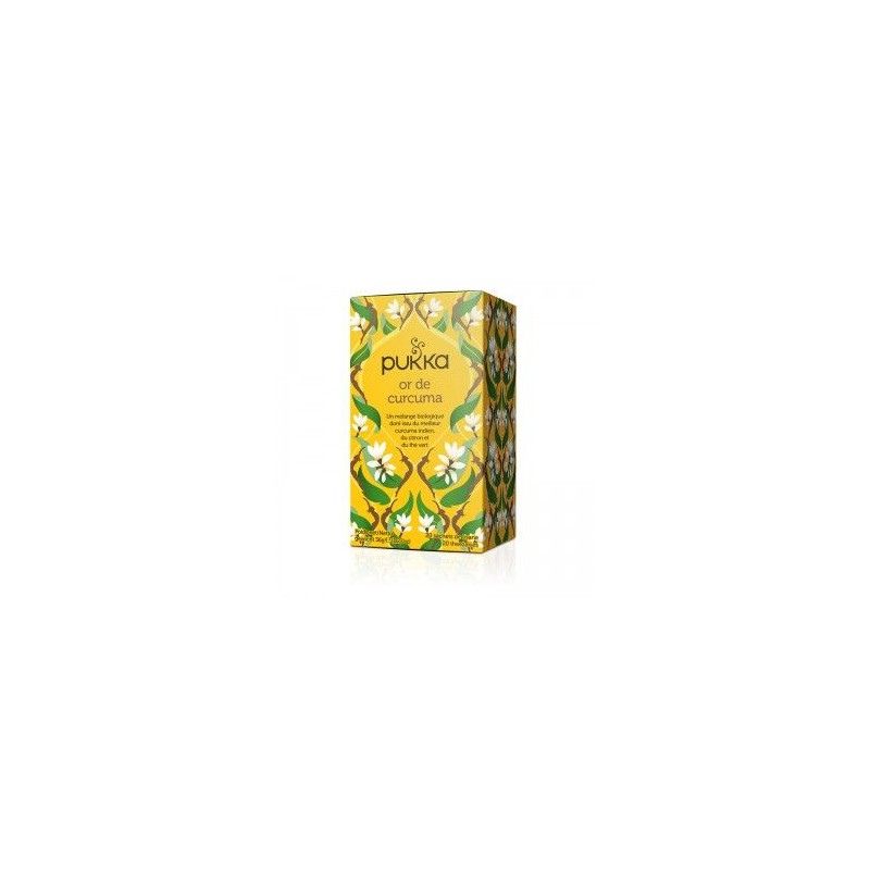 Infusion Pukka Or de CURCUMA 20 sachets boisson chaude au thé vert citron tulsi cardamone délicieuse Infusion Pukka Or de CURCUMA 20 sachets boisson chaude au thé vert citron tulsi cardamone délicieuse