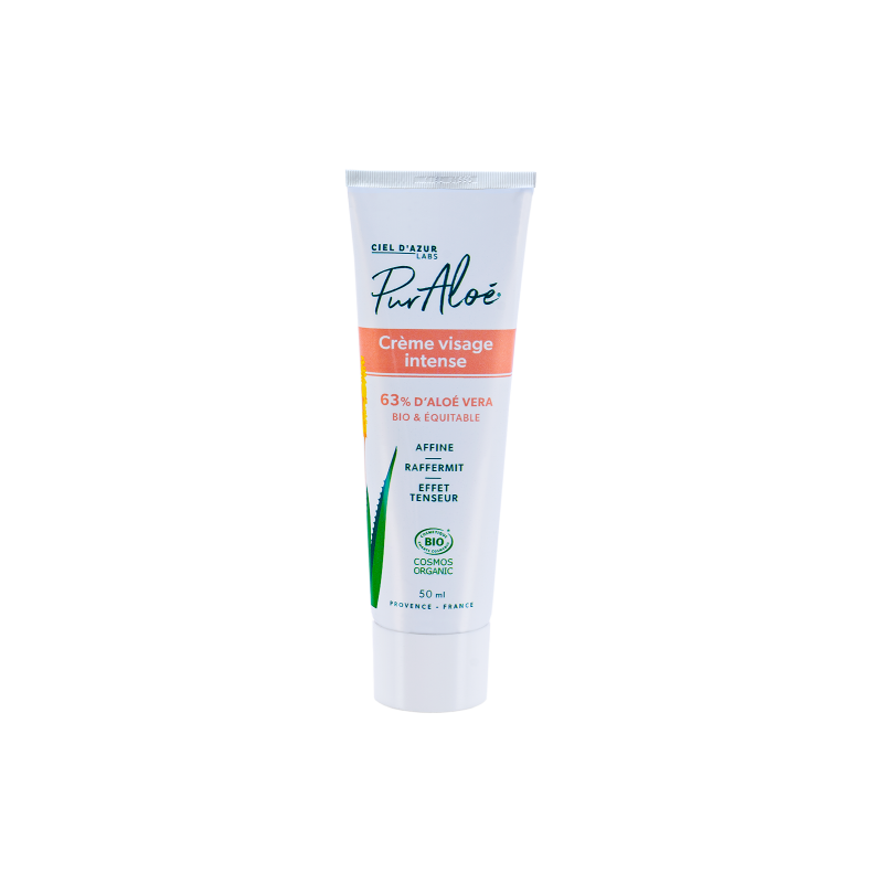 Crème hydratante visage intense - Pur'aloe Vera bio 50 ml - Spécial Peau sèche et sensible Crème hydratante visage intense - Pur'aloe Vera bio 50 ml - Spécial Peau sèche et sensible